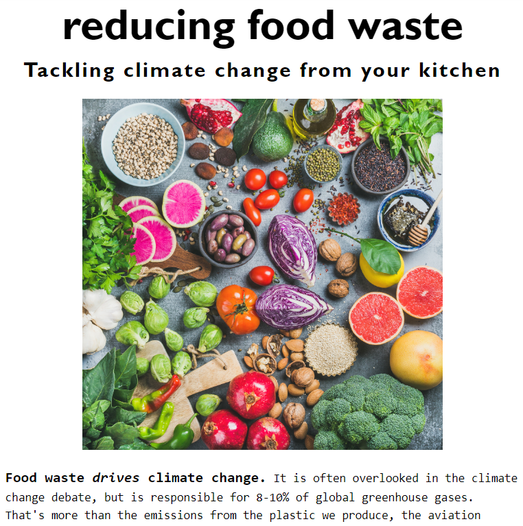 Screenshot of Food Waste Project